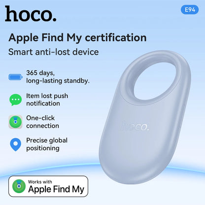 Localizador HOCO E94 color celeste, compatible con la app Buscar de Apple